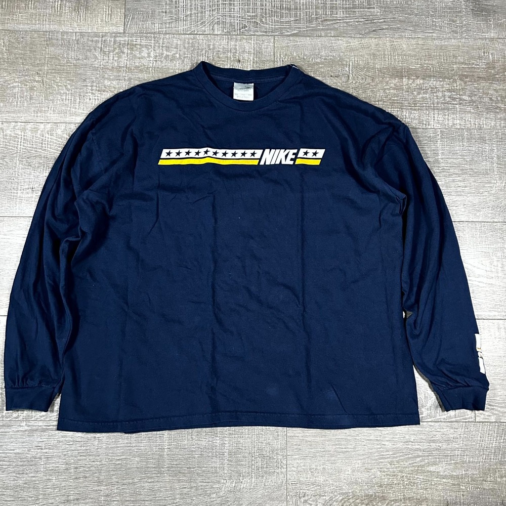 VTG 90s Nike Sweatshirt Men's XXL Blue long sleeve shirt Athletic Retro Casual